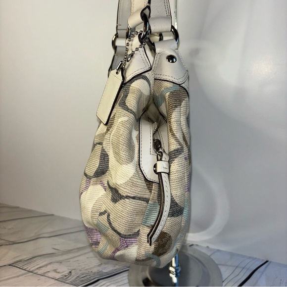 Coach Soho Linen Lynne Multi-color Optic Art Hobo Bag F16590 Sv/mc - Picture 3 of 11